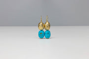 Todd Reed earrings with Kingman turquoise(~34ct), black brilliant cut diamonds(~.44ct), and 18k yellow gold